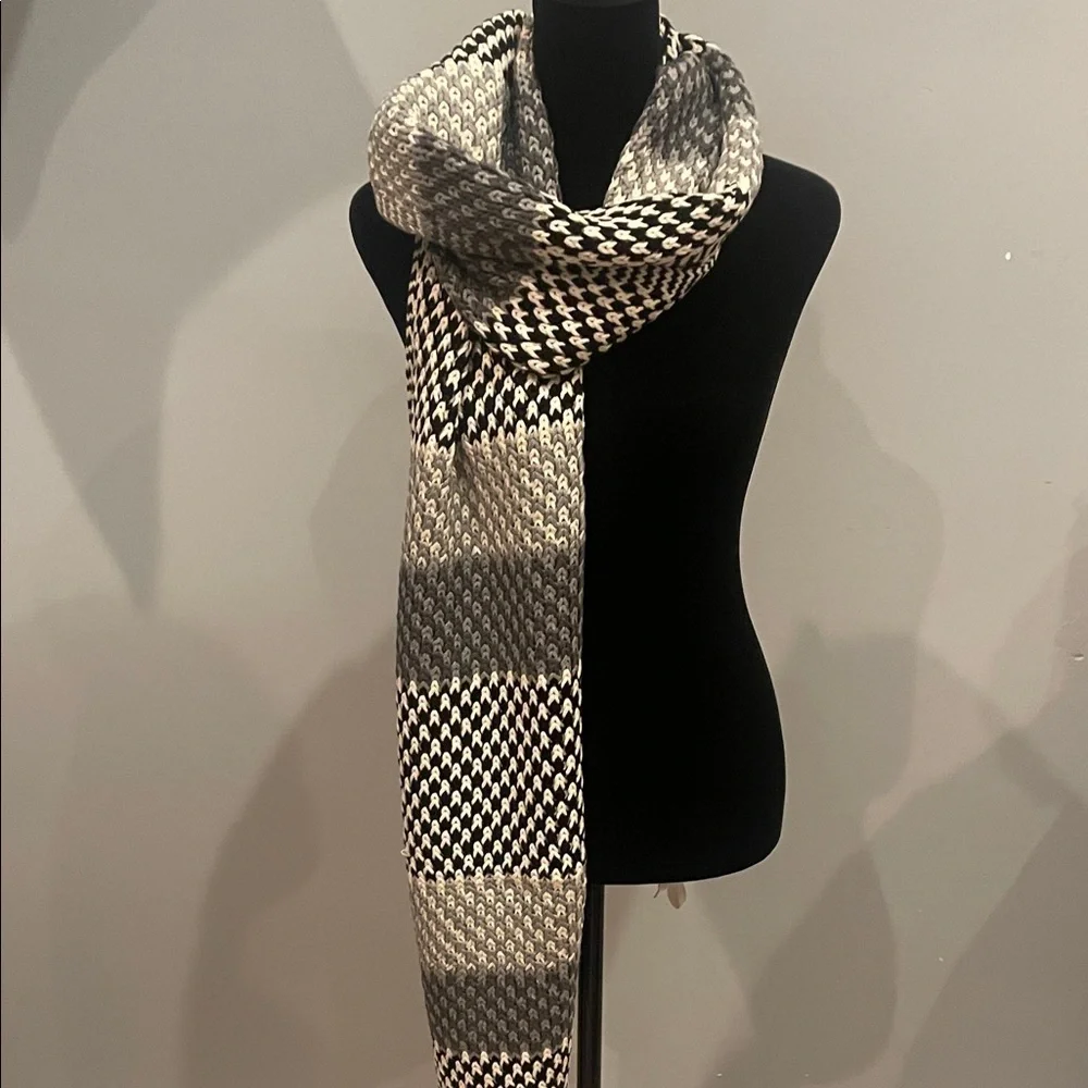 Black and White and grey Patterned Scarf new unisex